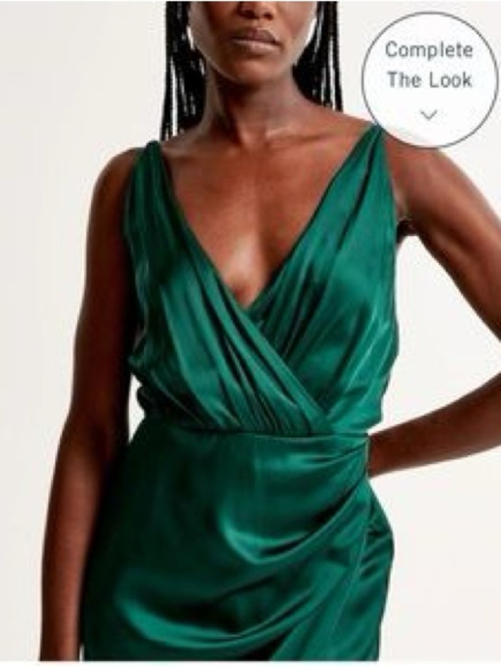 Abercrombie & Fitch Deep Emerald Satin Wrap Midi Dress - Picture 3 of 11